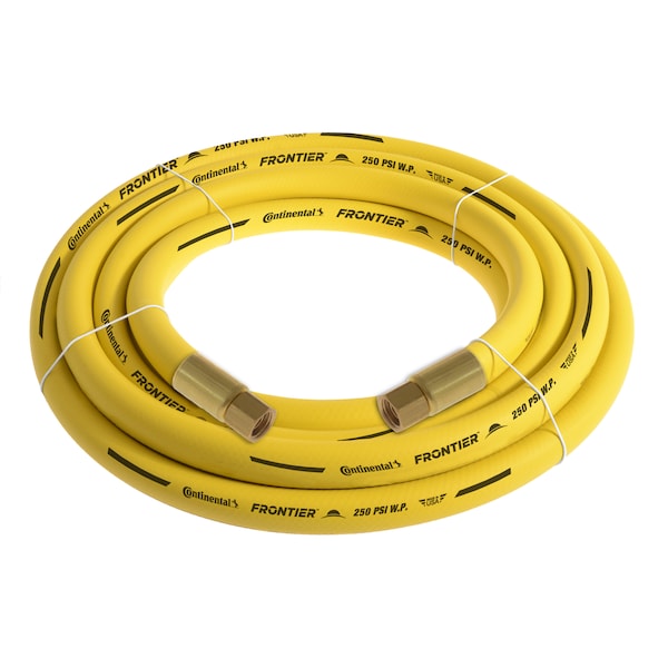 3/4" x 15' Yellow EPDM Rubber Air Hose, 300 PSI, 3/4" FNPSM x FNPSM